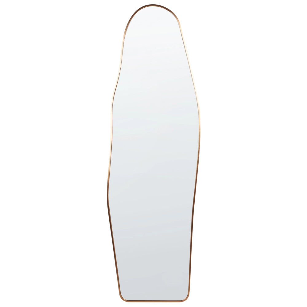 Specchio a stelo con cornice in alluminio dorato 48 x 160 cm con supporto Forma irregolare con cornice a tutta lunghezza Design moderno