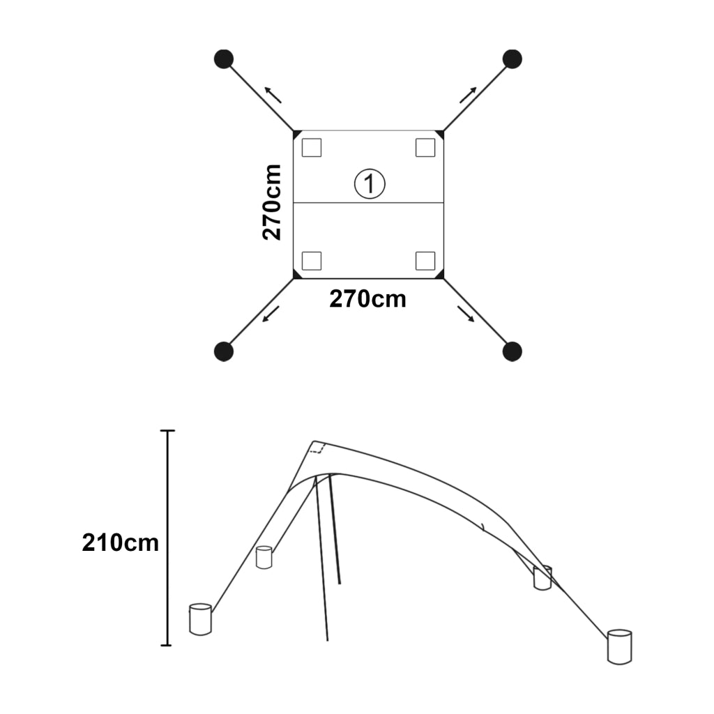 Tenda da spiaggia 270 x 270 x 210 cm blu 03_0011116