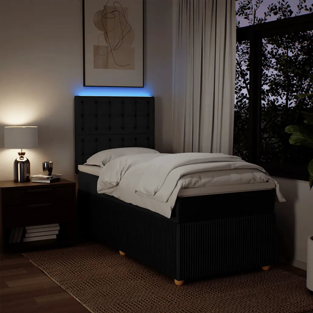 Giroletto a Molle con Materasso Nero 100x200 cm in Tessuto 3294283