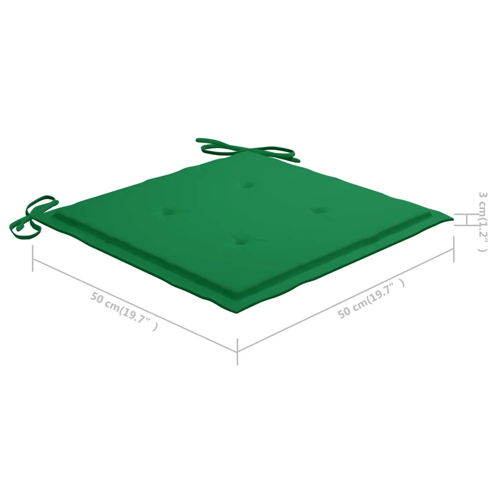 Sedie da Giardino 2 pz con Cuscini Verdi in Massello di Teak cod mxl 8062