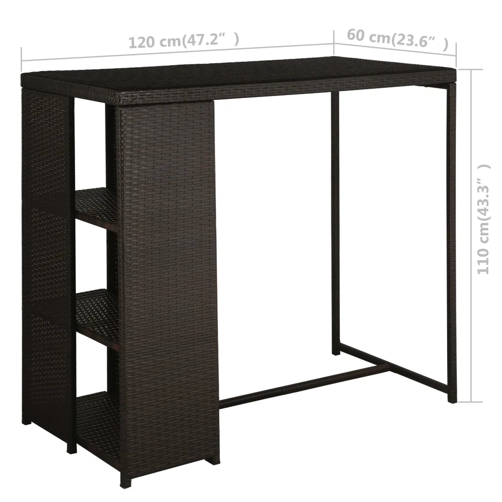 Set da Bar da Giardino 5 pz con Cuscini in Polyrattan Marrone cod mxl 34706