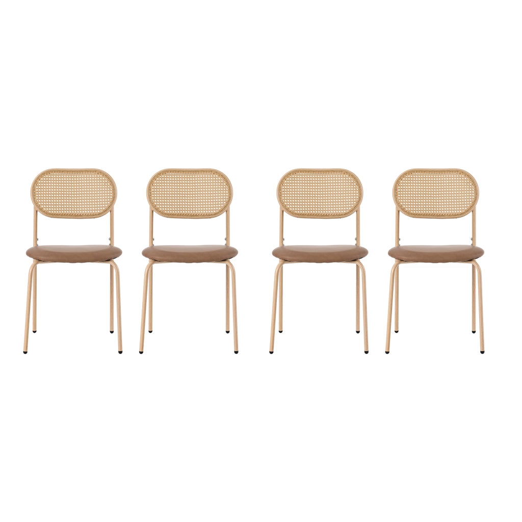 Set 6 Sedie da Pranzo in Rattan e Metallo ¨C Xylo ¨C Marrone