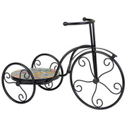 Portavaso bici in mosaico e metallo Multicolore 53x23,5x36h