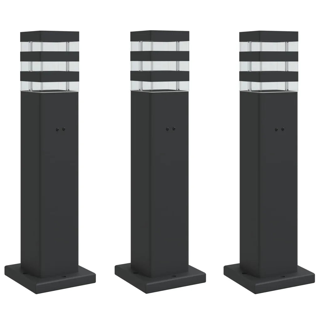 Lampade da Terra per Esterni con Presa 3 pz Nere 50 cm Alluminio CFW8036590