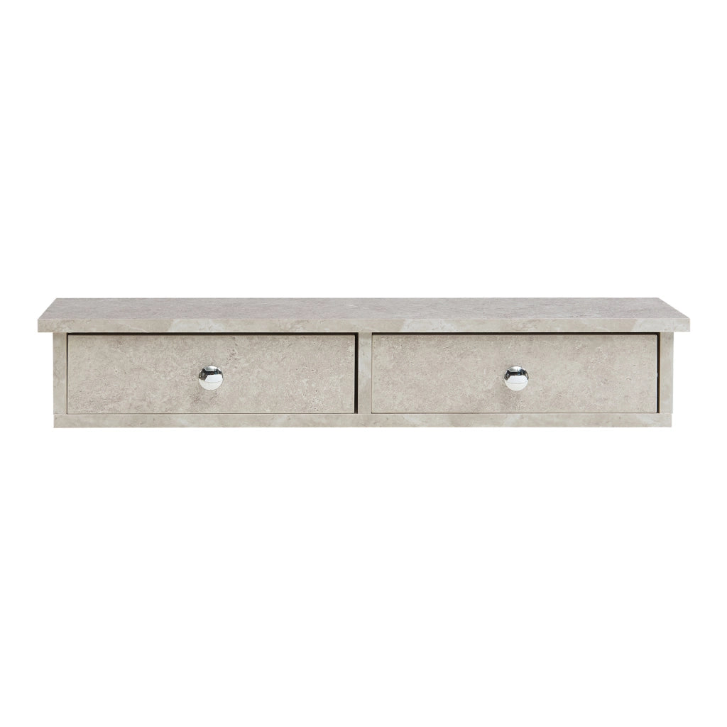 Mensola da Parete Geeste Comodino Sospeso con 2 Cassetti 60 x 15 x 10 cm - Effetto Cemento Chiaro [en.casa]