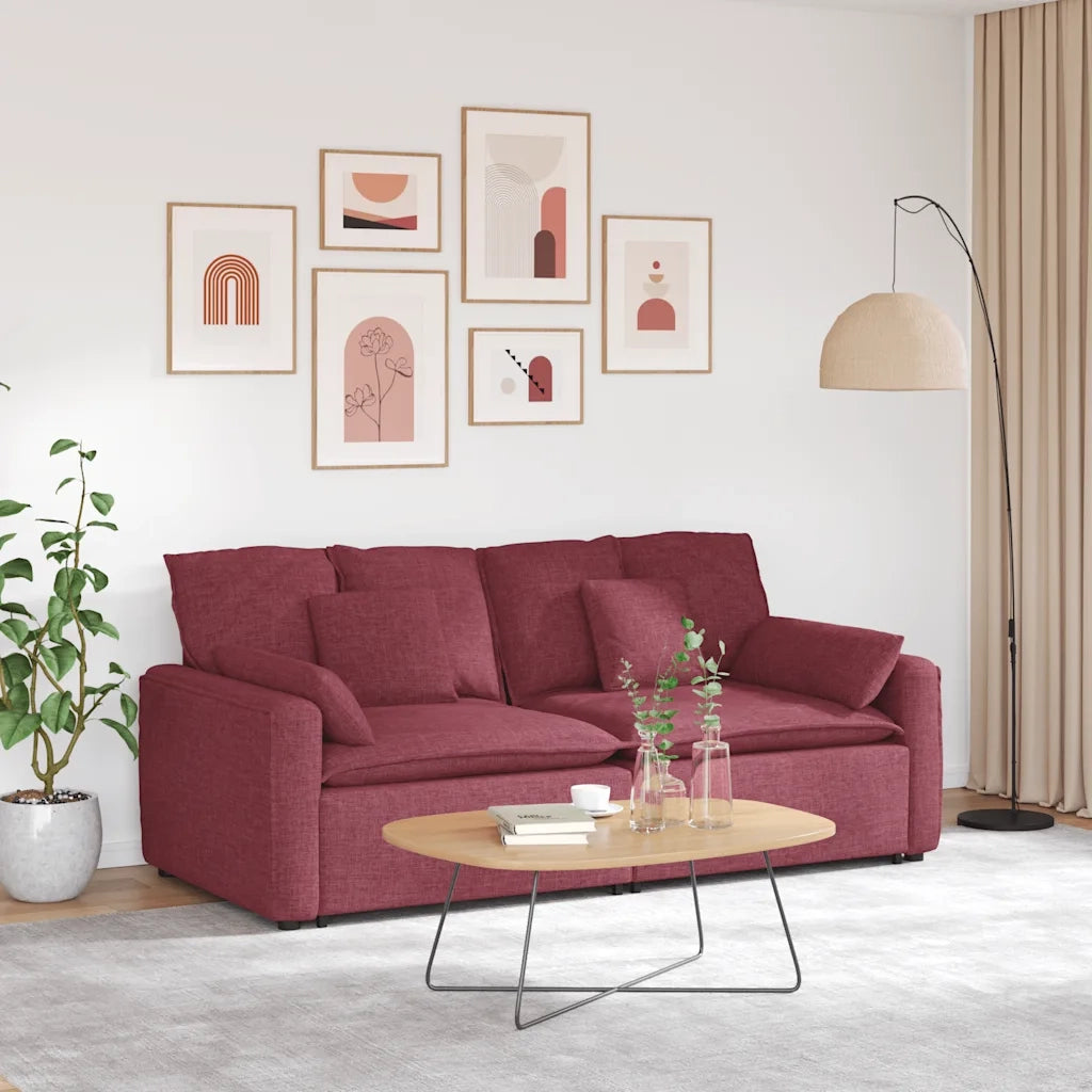 Divano Modulare con Cuscini Rosso Vino 3321120