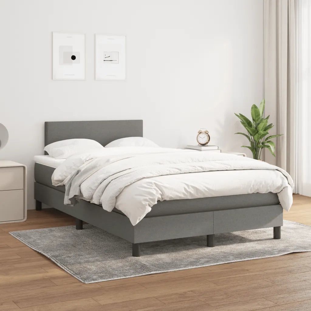 Giroletto a Molle con Materasso Grigio Scuro 120x190cm Tessuto