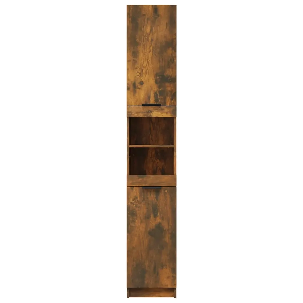 Armadietto Bagno Rovere Fumo 32x34x188,5cm in Legno Multistrato 817069