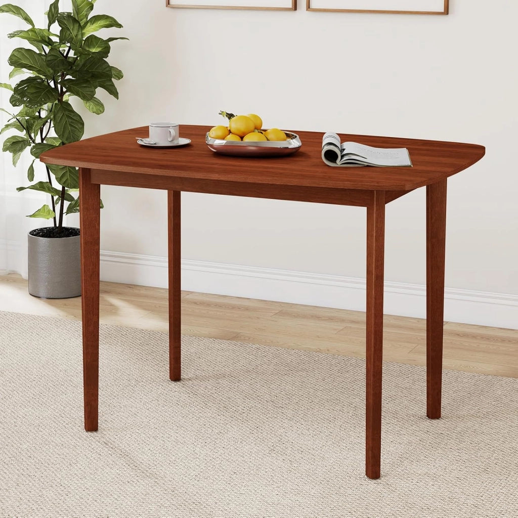 Tavolo da Pranzo in Legno per 2-4 Persone, Tavolo Rettangolare con Gambe in Legno di Gomma, Scrivania in Stile Rustico per Piccoli Spazi in Appartamento, Ufficio Domestico e Soggiorno