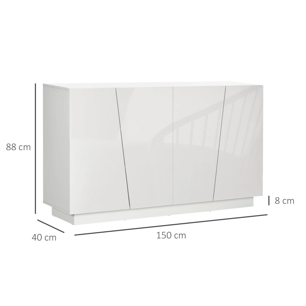 Mobile Multiuso 4 Ante 150x40x88 cm in Truciolato Bianco