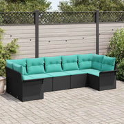 Set Divano da Giardino con cuscino 7 pcs Nero Poly Rattan 3345516