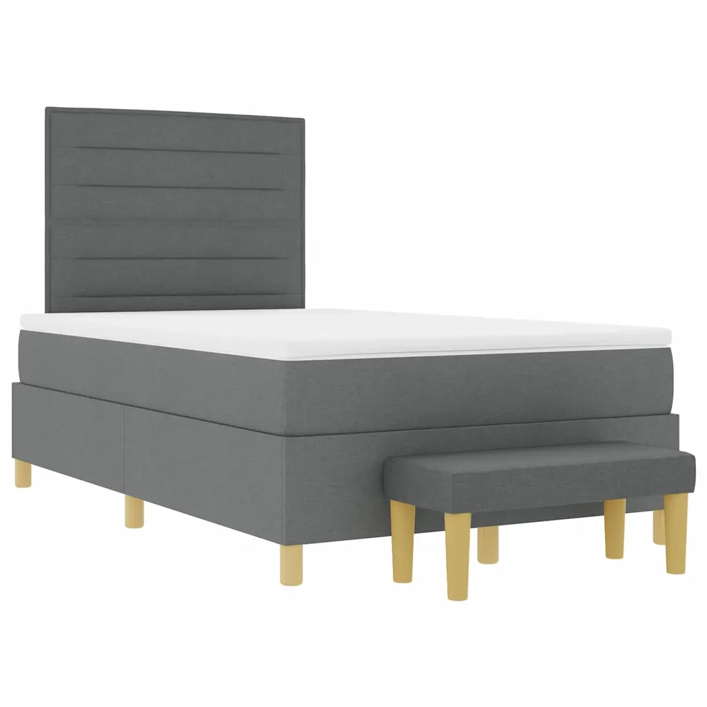Letto a molle con materasso Grigio scuro 120 x 200 cm Tessuto