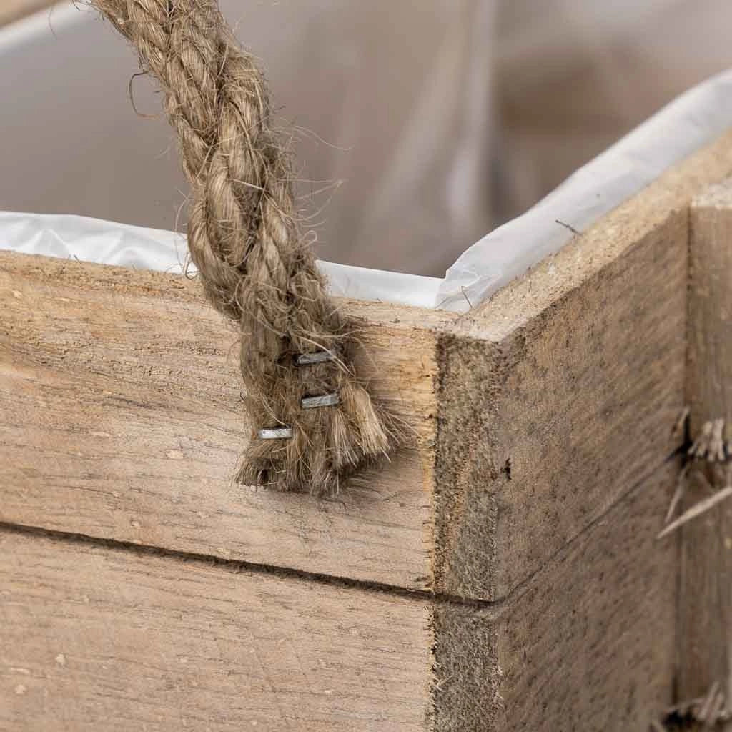 Cesto in legno con manici marroni 32x13x10,5h