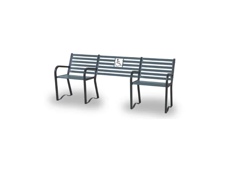 Panca Compagnia 257 metallo zincato schienale braccioli 204x63x82h Giochipark - Grigio micaceo/RAL 7011