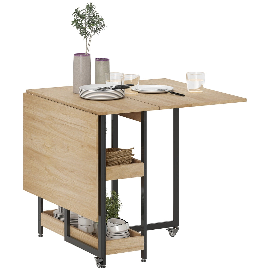 Tavolo da pranzo pieghevole con ruote ¨C zephmum ¨C quercia 120x60x75 cm