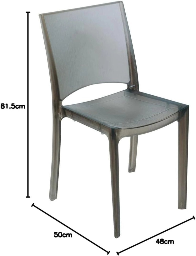 GRAND SOLEIL Upon Little Rock - Sedia impilabile in policarbonato trasparente, 50 x 48 x 81,5 cm, colore: grigio fumo chiaro