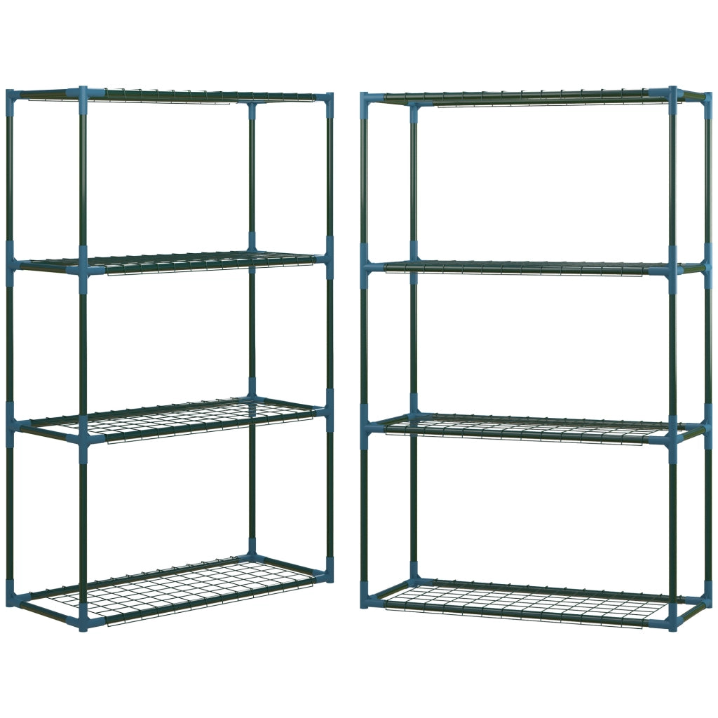 Portavaso da esterno a 4 ripiani, set 2 pezzi, in acciaio verde, 70 x 27 x 110 cm