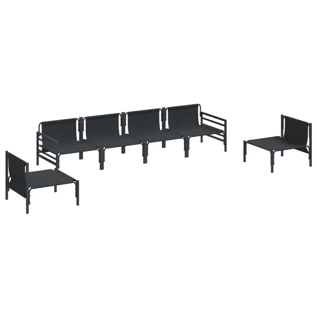Set Divano da Giardino con cuscino 6 pcs Nero Acciaio 3378976