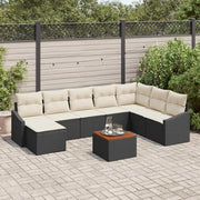 Set Divano da Giardino con cuscino 9 pcs Nero polyrattan 3347866