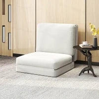 Poltrona Letto in Velluto, 75x268x18 cm, Crema