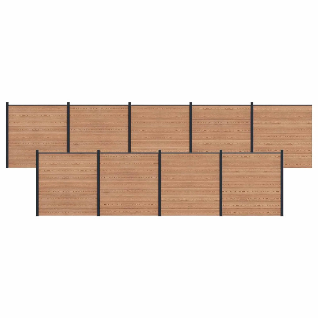 Pannello di Recinzione 9 pcs WPC e Alluminio Marrone