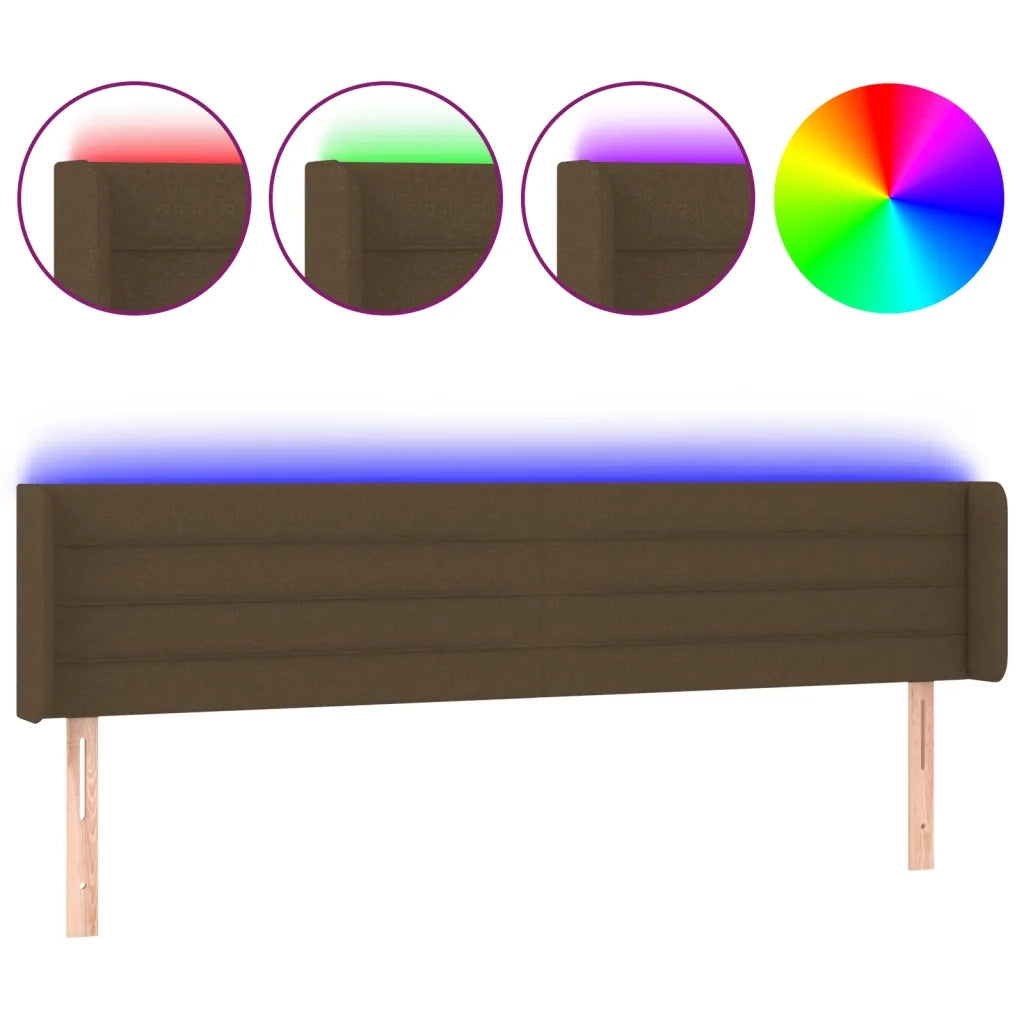 Testiera | Testata a LED Marrone Scuro 203x16x78/88 cm in Tessuto