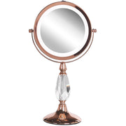 Specchio da tavolo double face per trucco a LED metallo rosa dorato ø 18 cm 1x / 5x