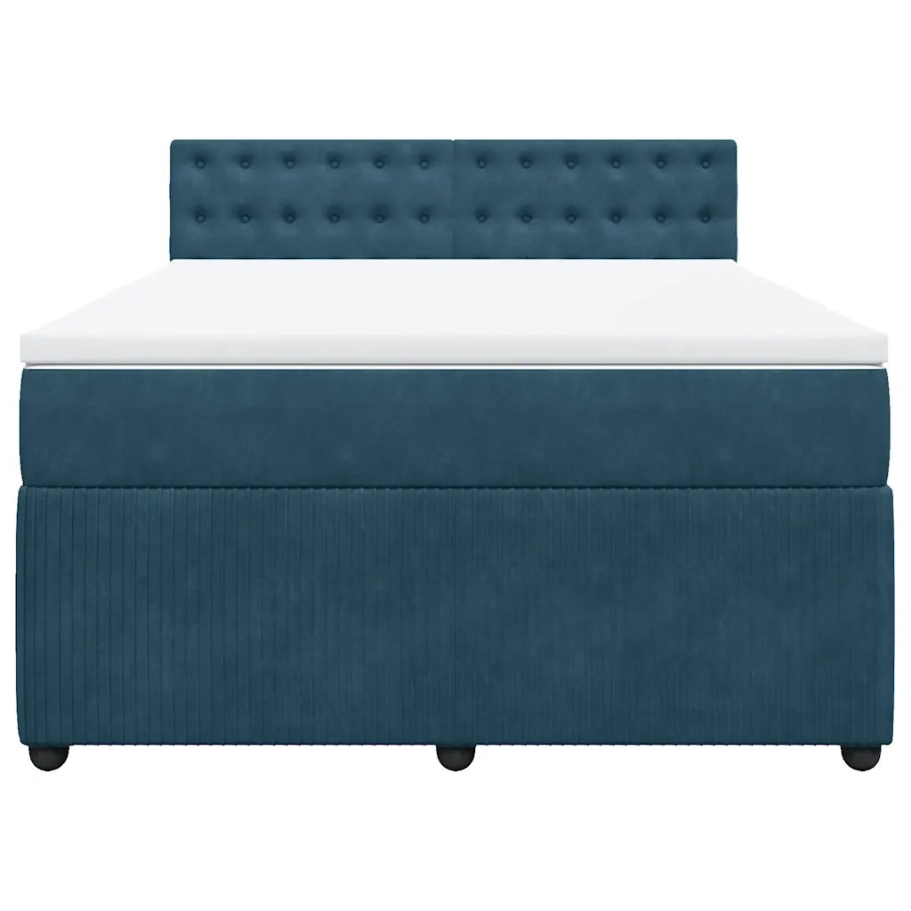 Giroletto a Molle con Materasso Blu 140x190 cm in Velluto