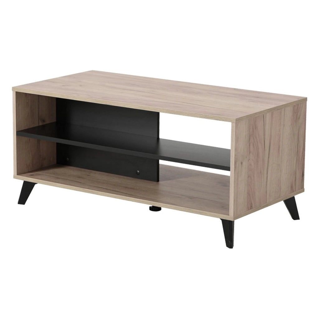 Priola, Tavolino da Salotto con Piedini, 101.5x50x47h cm Marrone Rovere