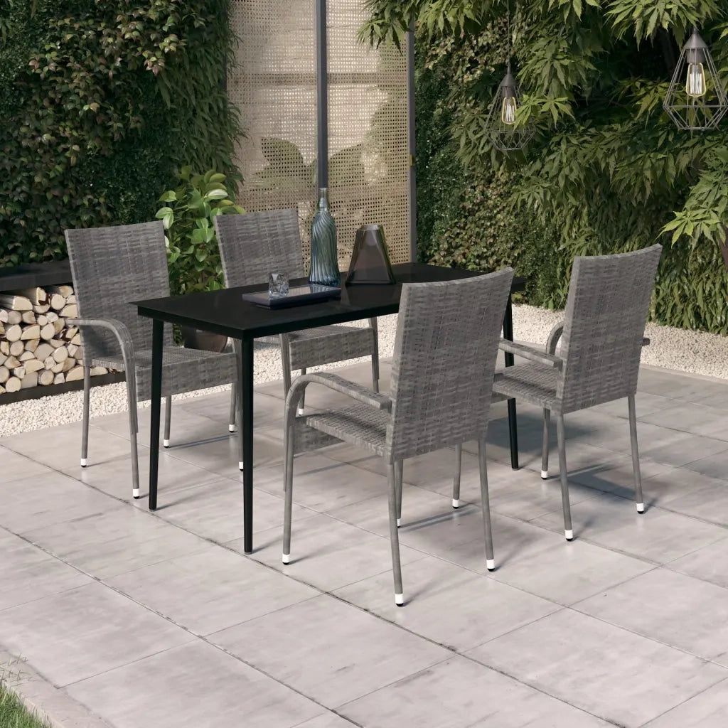 Set Mobili da Pranzo da Giardino Grigio e Nero 5 pz cod mxl 43756