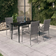 Set Mobili da Pranzo da Giardino Grigio e Nero 5 pz cod mxl 43756