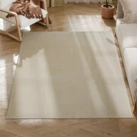 Tappeto Soggiorno 120x160 cm Lavabile in Lavatrice Pelo Lungo Stile Moderno Tappeto per Salotto Camera da Letto Crema