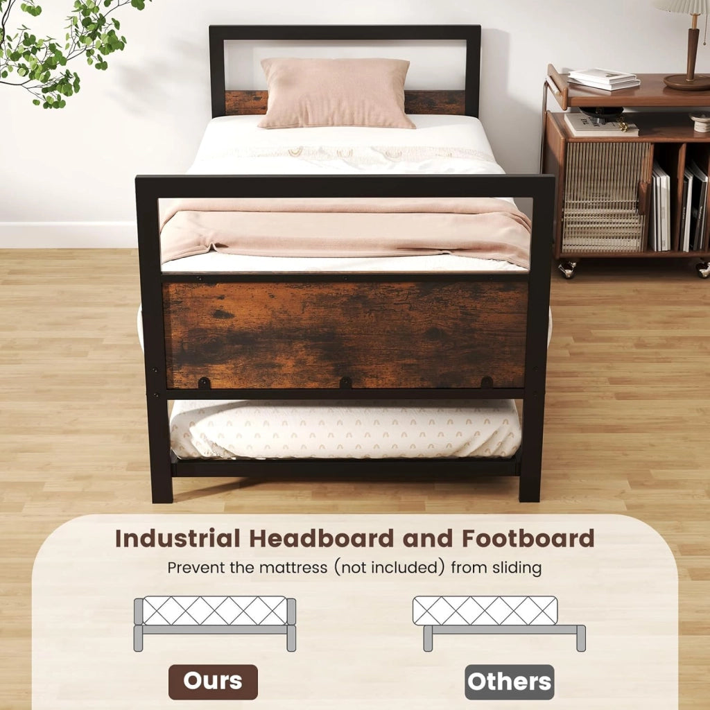 Letto giornaliero con cassetta letto estraibile, struttura letto 90 x 200 cm, con vano portaoggetti, letto per gli ospiti con rete a doghe, letto in metallo, letto estraibile industriale con
