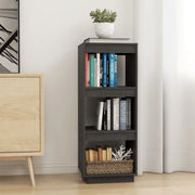 Libreria Divisorio-Scaffale per Libri-Mobile di Stoccaggio Grigio 40x35x103cm in Legno Massello di Pino
