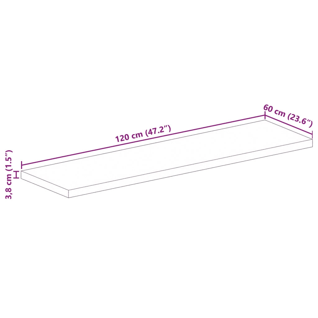 Piano per Tavolo 120x60x3,8cm Rettangolare Legno Massello Mango 371537