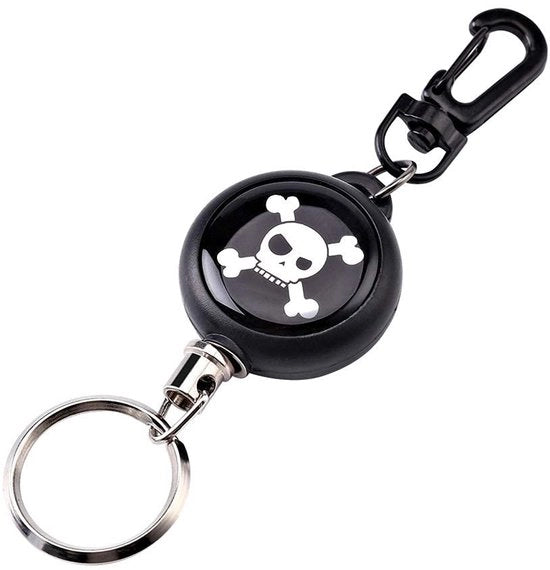 Sostegno per Chiave Rientrante - Badgeholder - Ospedalizzabile - Acciaio Inossidabile - Sostenibile - Corda in Poliester 60 cm