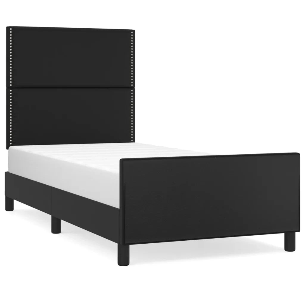Giroletto con Testiera-Struttura Letto con testiera Nero 100x200 cm in Similpelle 489455
