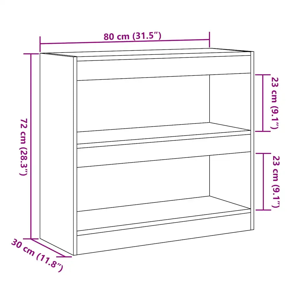 Libreria Divisorio-Scaffale per Libri-Mobile di Stoccaggio in Legno Vecchio 80x30x72 cm