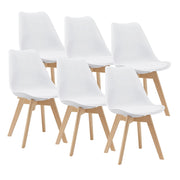 Set Fläten di 6 Sedie da Sala con Seduta Imbottita Rivestimento in Similpelle Bianco [en.casa]