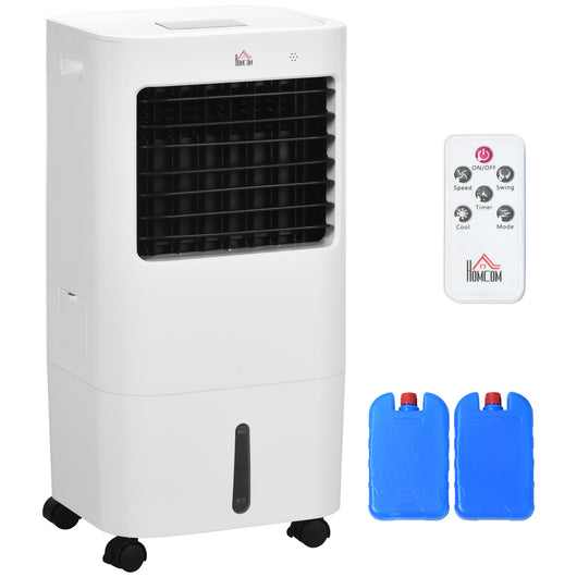 Raffrescatore Evaporativo e Ventilatore con Ghiaccio 3 in 1 a 3 Velocità con Timer 32x37x74 cm Bianco