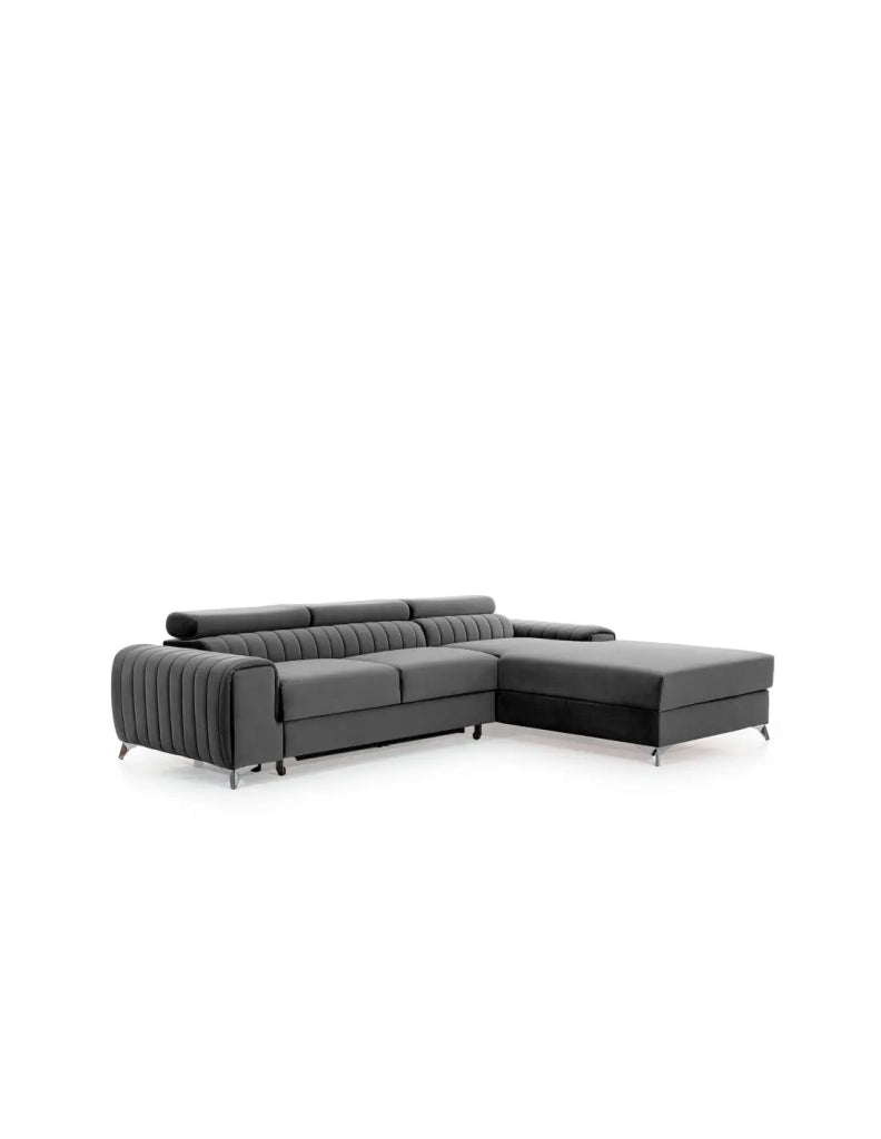 Divano angolare destro Grigio scuro convertibile 3 posti JAYSON con letto