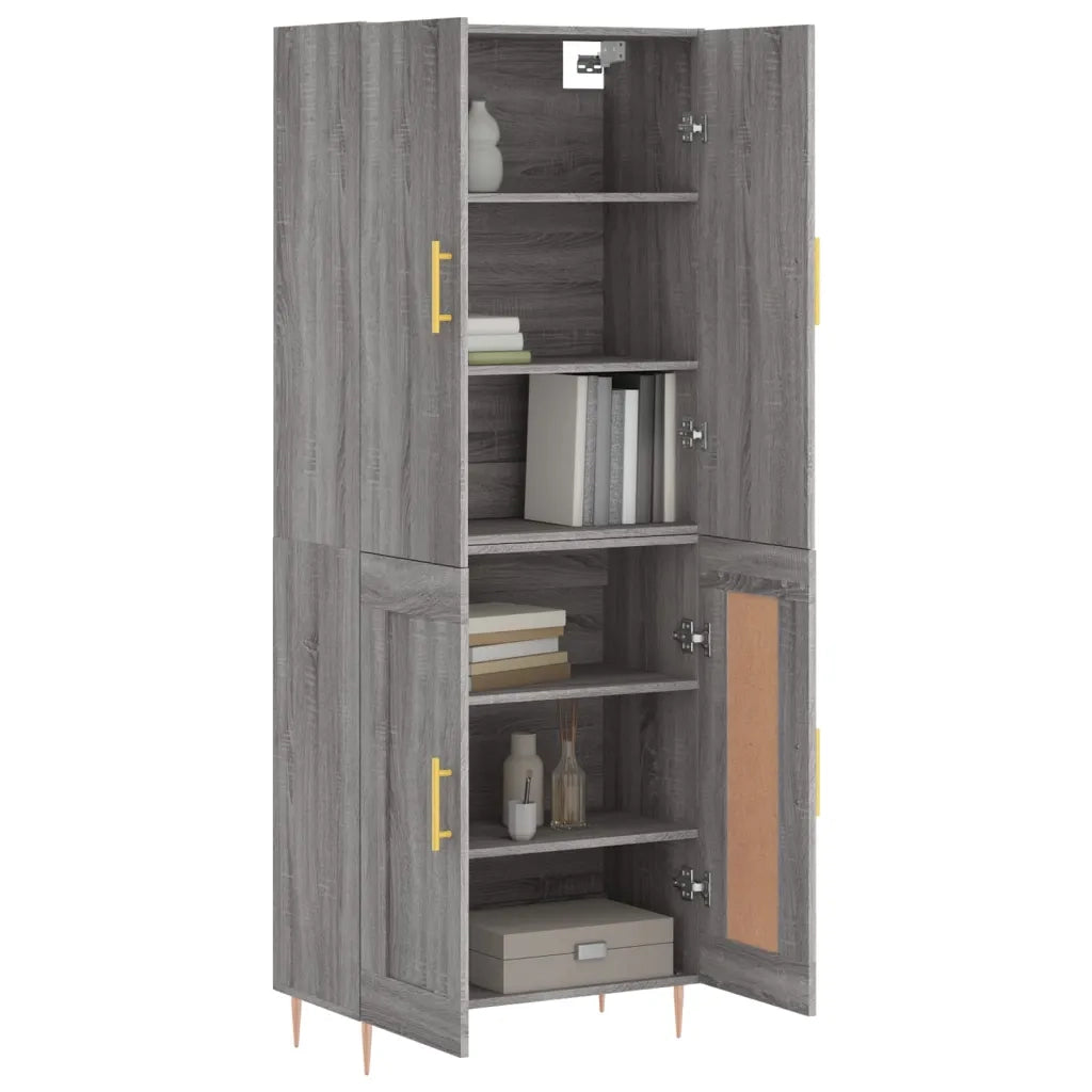 Credenza Grigio Sonoma 69,5x34x180 cm in Legno Multistrato 3195785