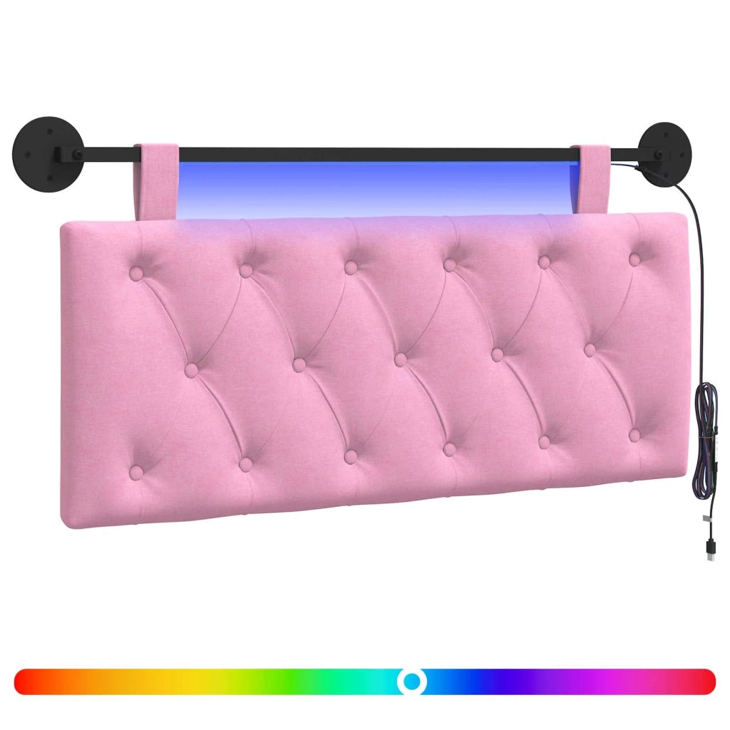 Testiera sospesa Con luce LED Rosa Tessuto