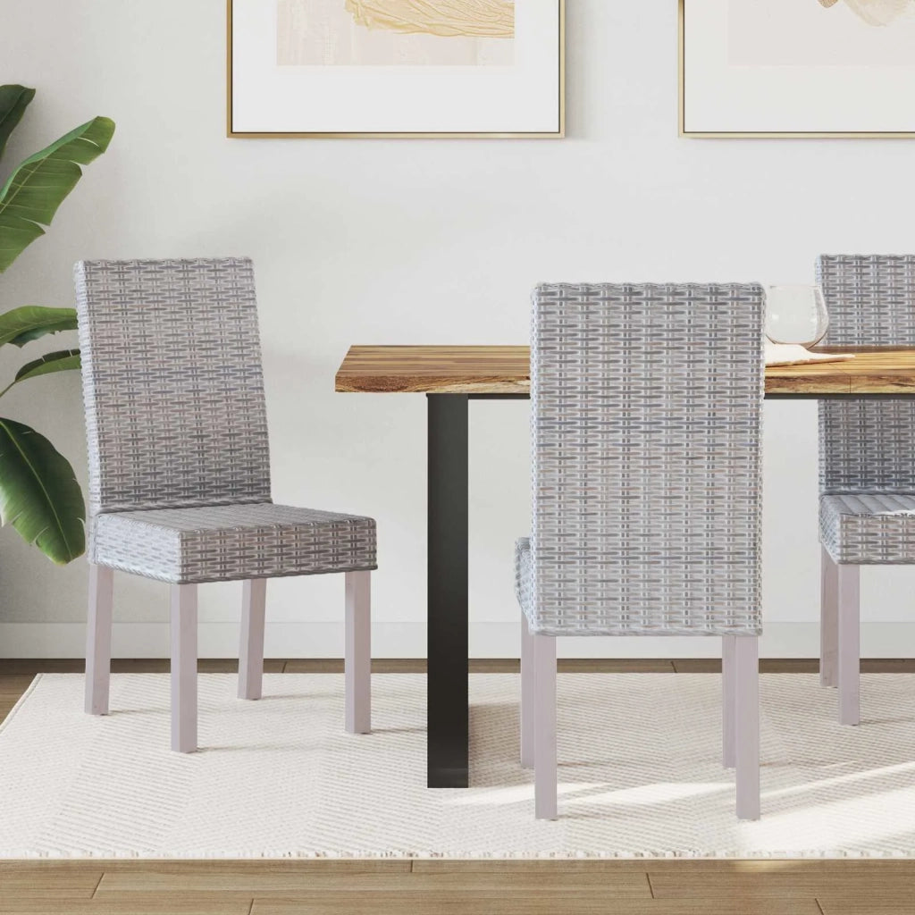 Sedia da pranzo 2 pcs Rattan Kubu e Legno Massello di Mogano