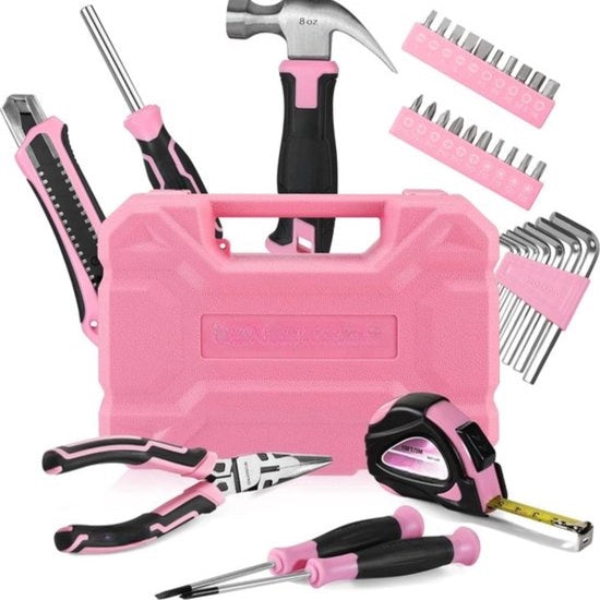 Kit di attrezzi 35 pezzi - Scatola di attrezzi per iniziare con colore rosa