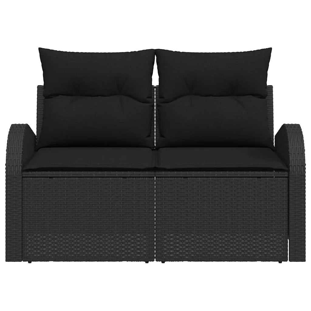 Divano da giardino con cuscino Nero 124 x 62 x 69cm polyrattan 42006751