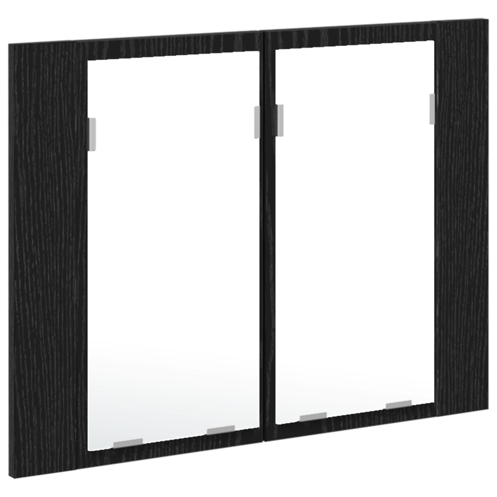 Armadio da bagno LED  Nero Rovere 60x12x45 cm in legno ingegnerizzato