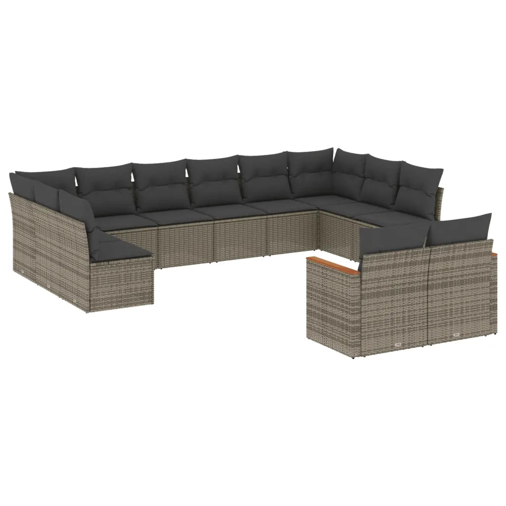 Set Divani da Giardino 12 pz con Cuscini Grigio in Polyrattan 3226445