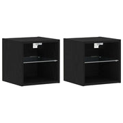 Set di 2 Armadio da letto | Comodino | Armadio da Notte | Mobiletto da notte a muro LED Nero 30 x 28,5 x 30 cm