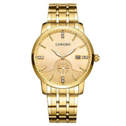 Trade Shop - Orologio Uomo Donna Longbo 80436 Crono Analogico Data Impermeabile Acciaio Dorato -   -uomo    -